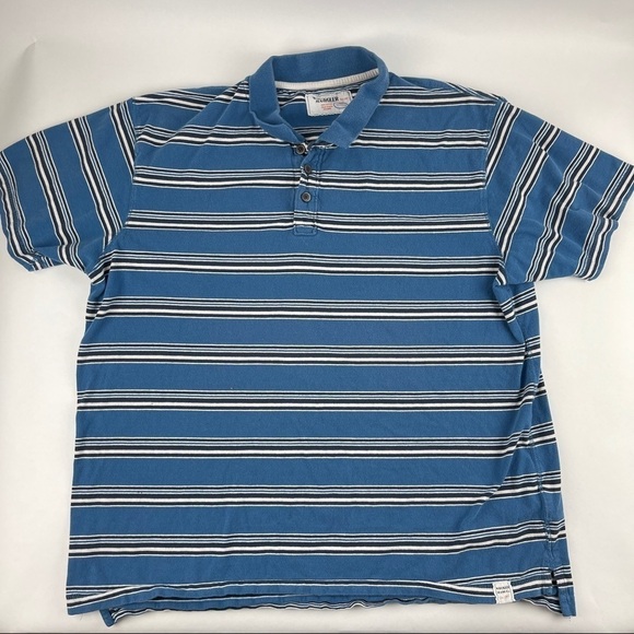 Wrangler Jeans Co Polo Mens XL Blue Striped - Picture 1 of 9
